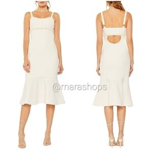 Likely Lane Pearl-Trim Crepe Midi Dress